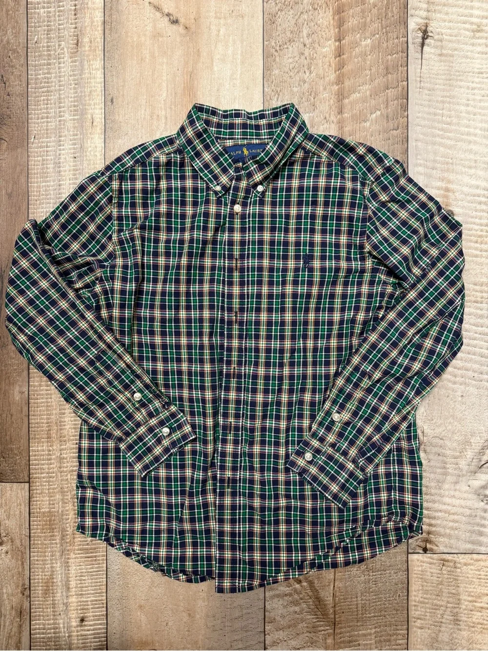 Ralph Lauren Navy & Green Plaid Button-Down Shirt